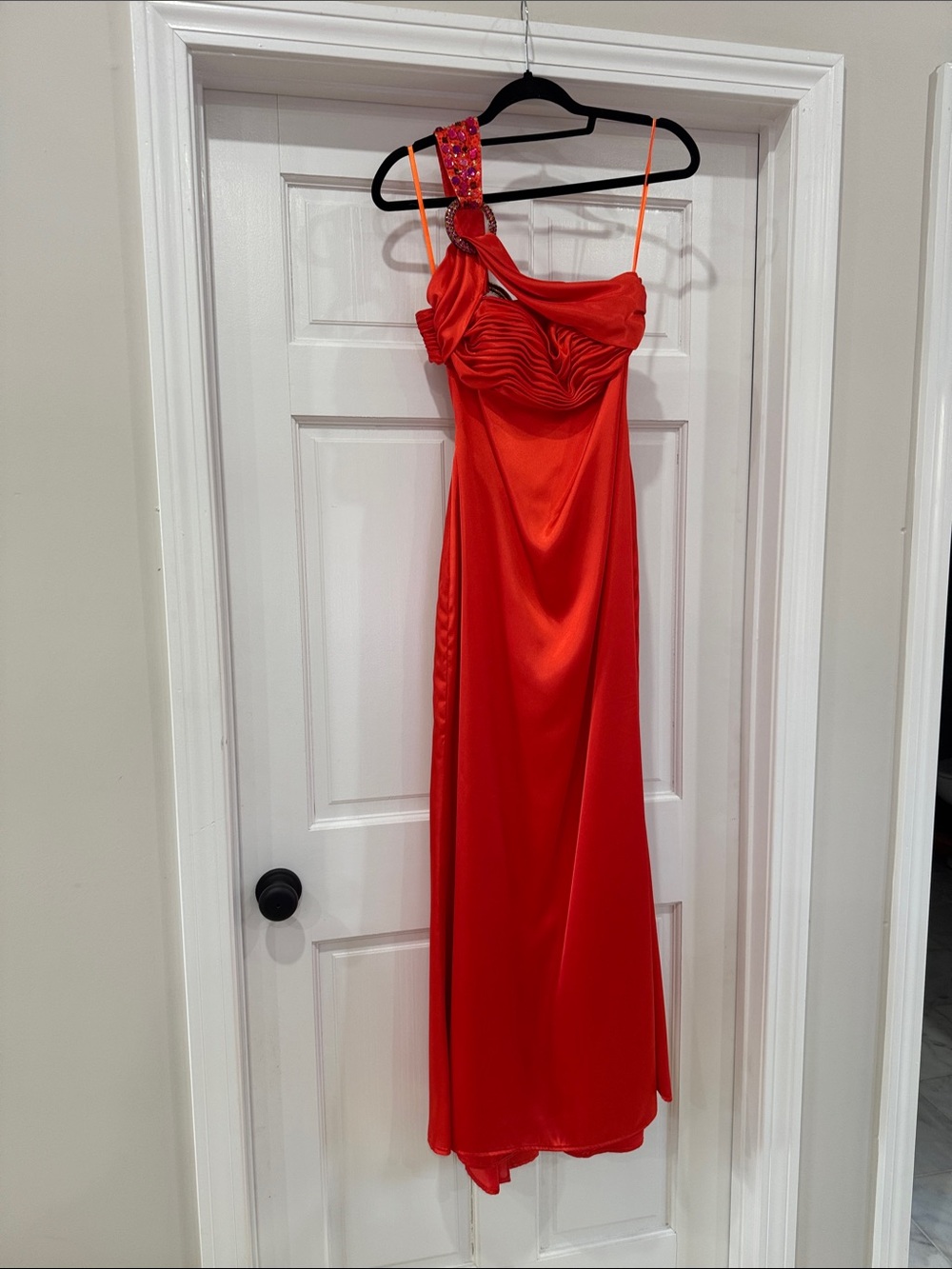 Orange Shimmer by Bari Jay One-Shoulder Evening Gown / Prom Dress / Formal Dress